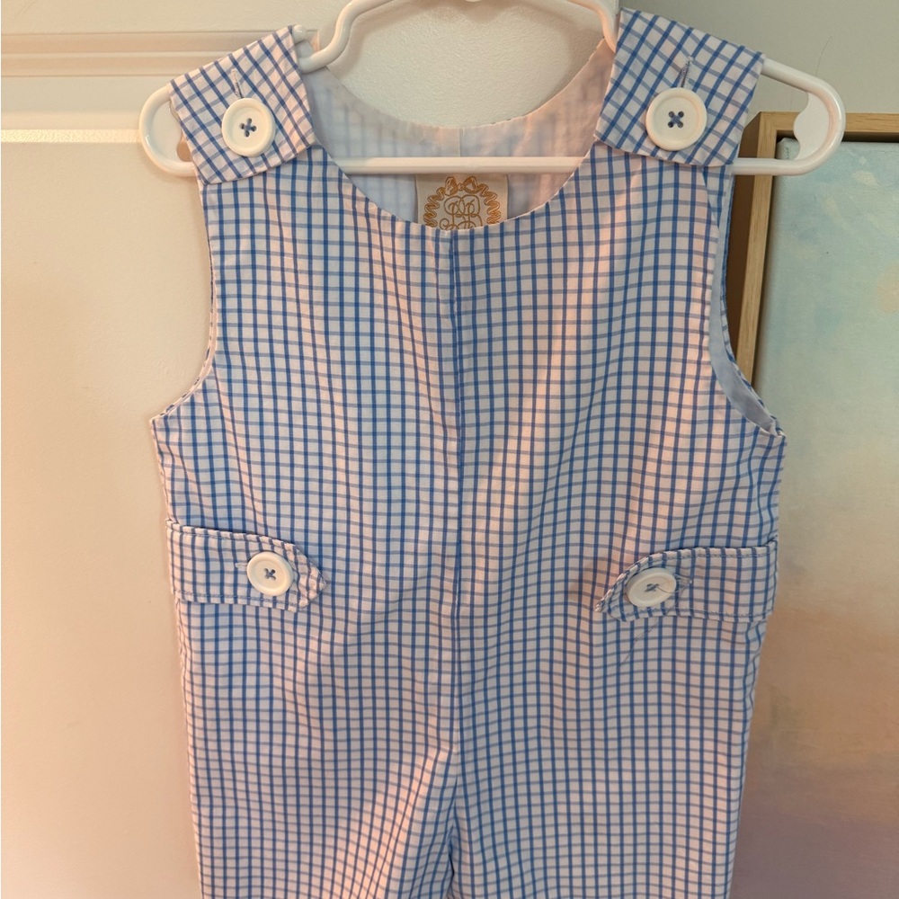 Beaufort Bonnet Company Blue Checkered Kids John John 12-18 mo